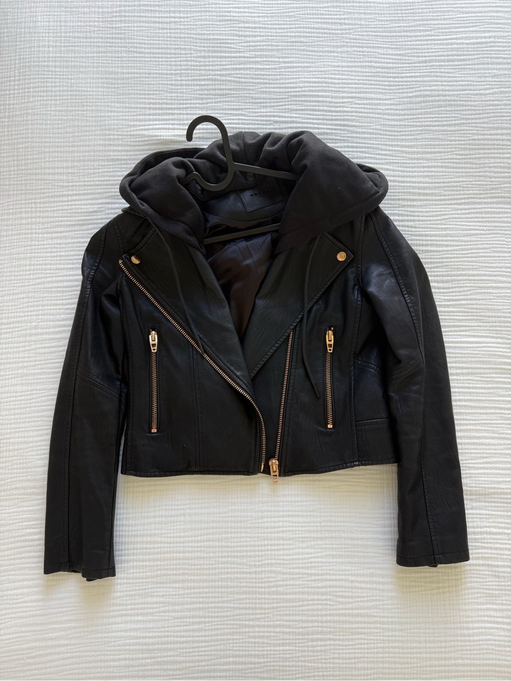 Blank NYC Faux Leather Moto Jacket with Hood